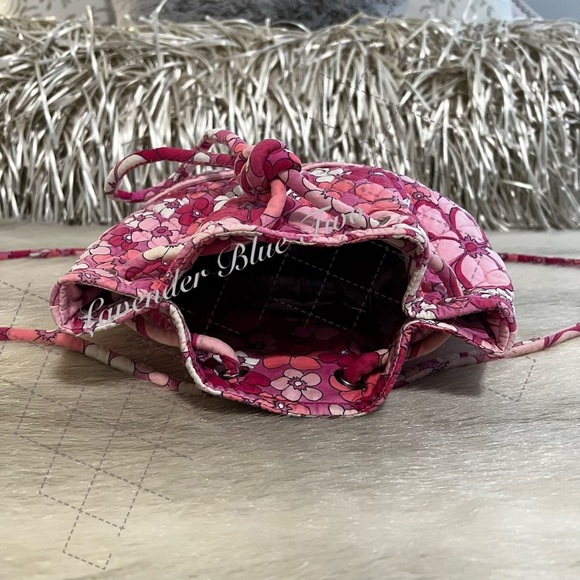 Vintage VERA BRADLEY Power Pink 2003 Drawstring 2 Pocket Backpack Floral White main image 8